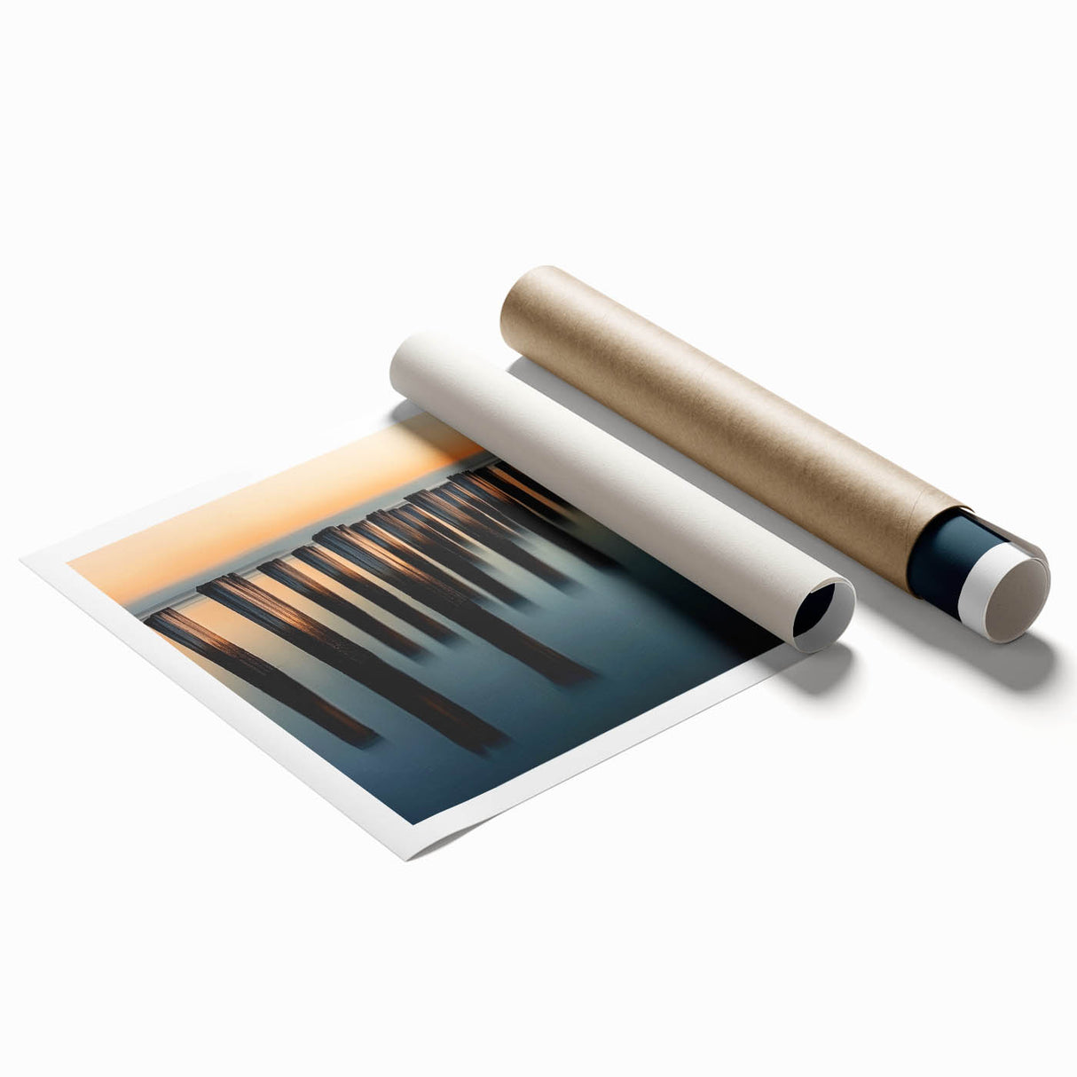Silent Pier Remnants – Dynamic Coastal Abstract Motion Wall Art