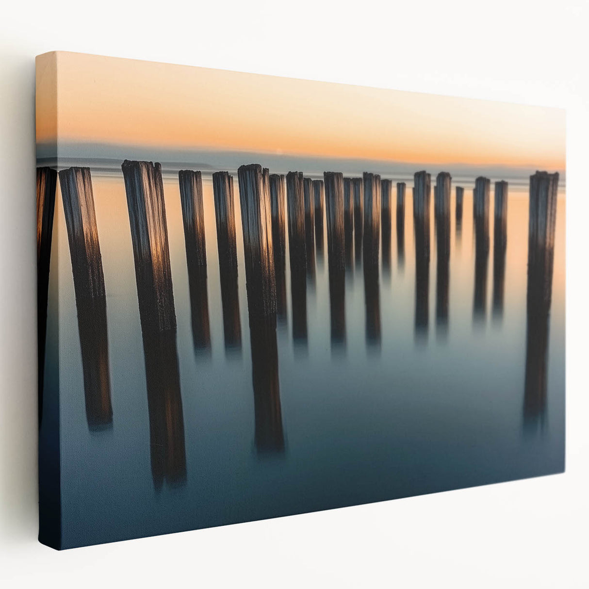 Silent Pier Remnants – Dynamic Coastal Abstract Motion Wall Art