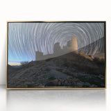 Framed acrylic artwork showcasing a vibrant landscape with a majestic castle, highlighted by a luxurious gold frame, perfect for adding elegance to any decor.