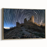 Framed canvas artwork showcasing a stunning landscape with a majestic castle in a gold frame, emphasizing intricate details and vibrant colors, ideal for home decor.