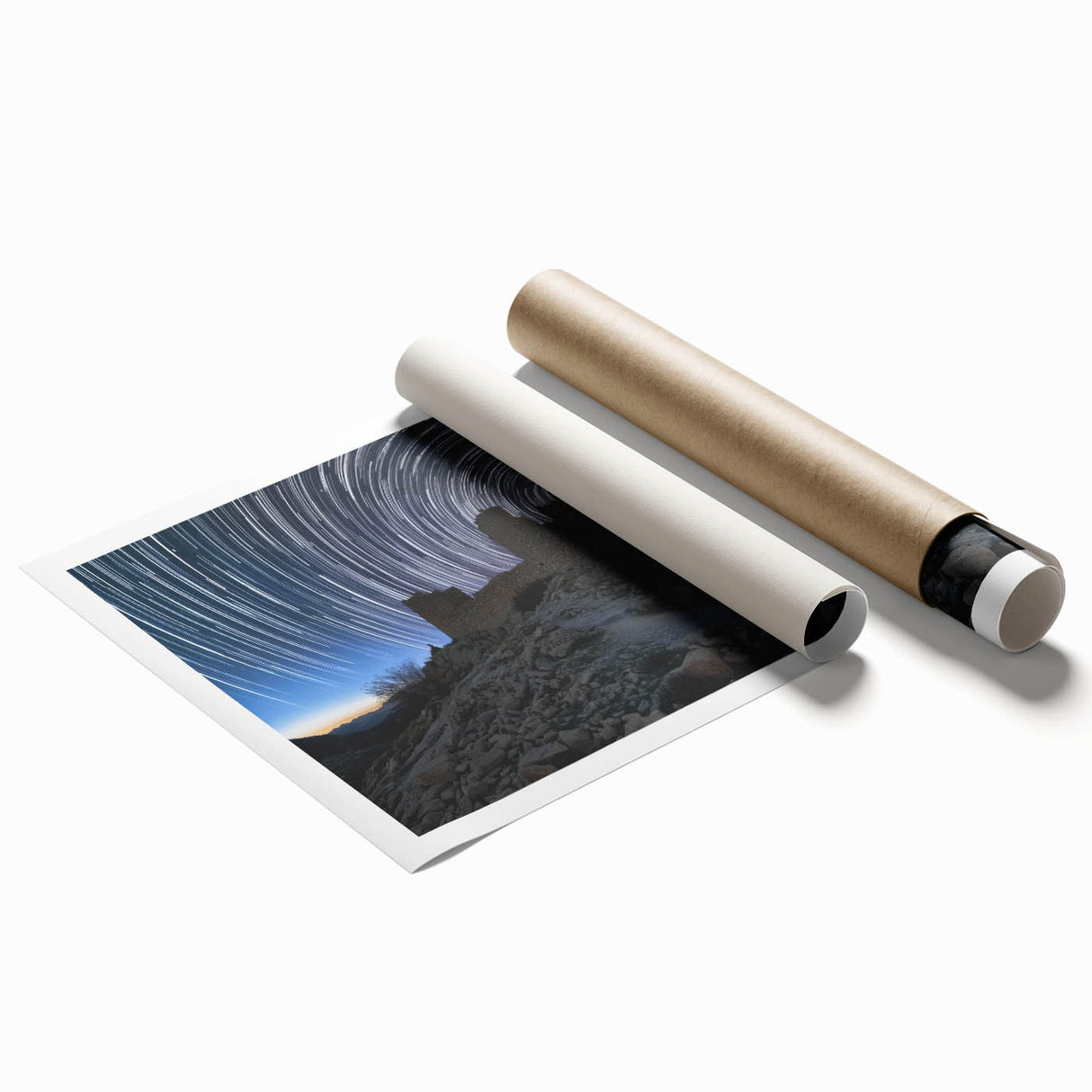 Rolled print showcasing a vibrant landscape of a medieval castle surrounded by lush greenery under a clear blue sky, designed for home decor enthusiasts.