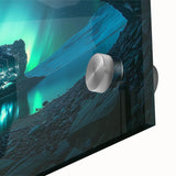 Close-up of an acrylic landscape artwork depicting vibrant caves, showcasing rich colors and intricate details, perfect for modern home decor enhancement.