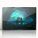 Framed acrylic artwork depicting a stunning cave landscape, showcasing intricate details and vibrant colors, perfect for enhancing modern home decor.