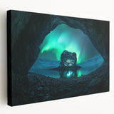 Stretched canvas artwork depicting a serene cave landscape scene with vibrant colors and intricate details, perfect for enhancing home decor and creating a tranquil ambiance.