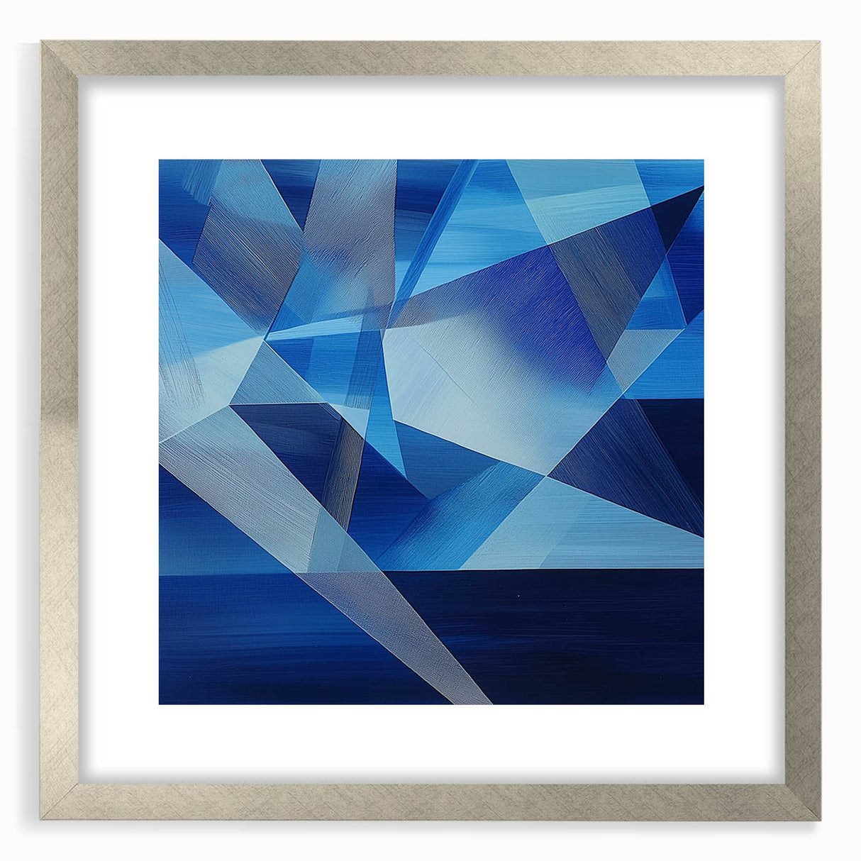 Geometric Blue Bedroom Wall Art – Modern Canvas Print