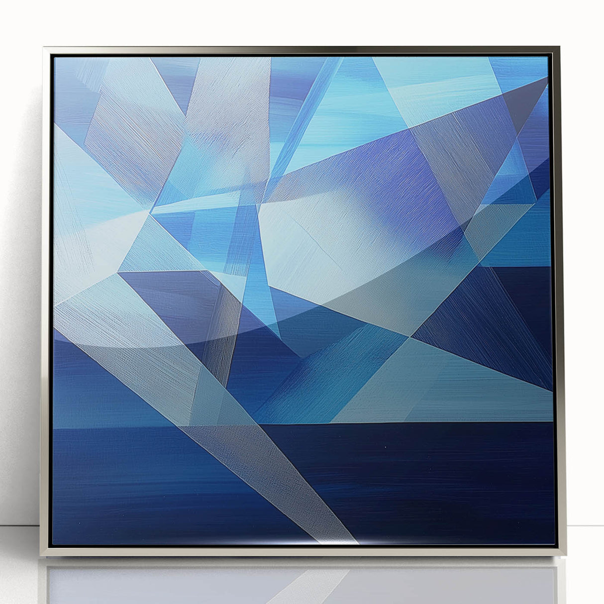Geometric Blue Bedroom Wall Art – Modern Canvas Print