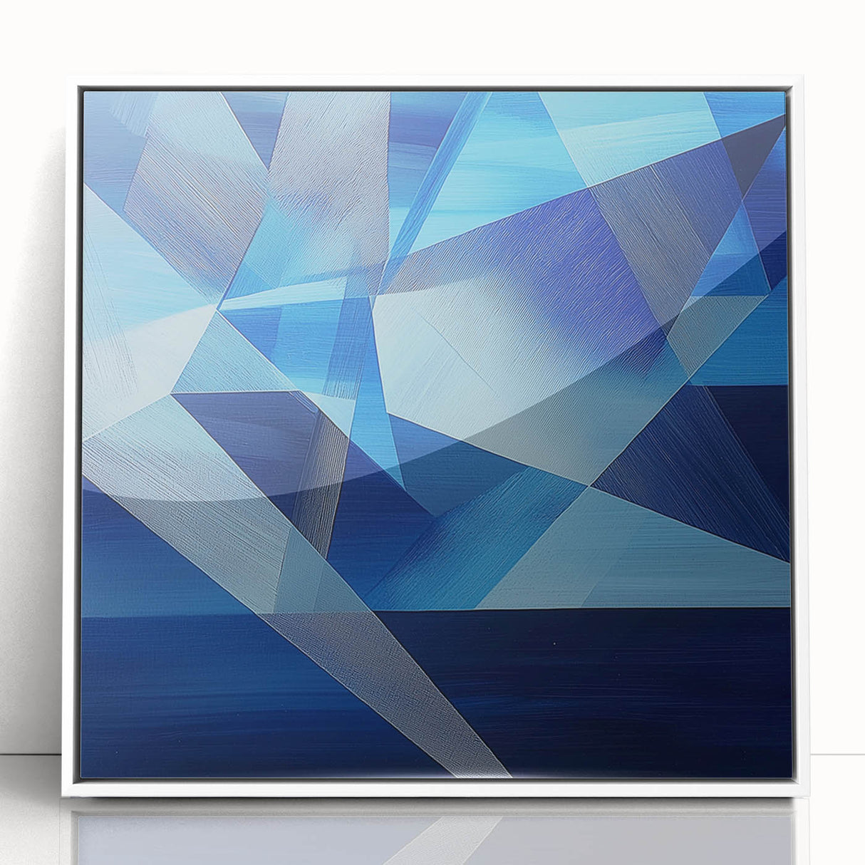 Geometric Blue Bedroom Wall Art – Modern Canvas Print