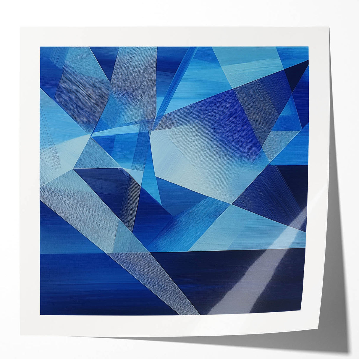 Geometric Blue Bedroom Wall Art – Modern Canvas Print