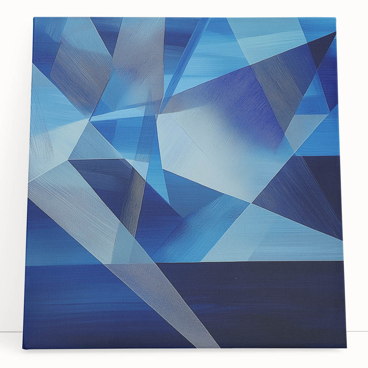 Geometric Blue Bedroom Wall Art – Modern Canvas Print