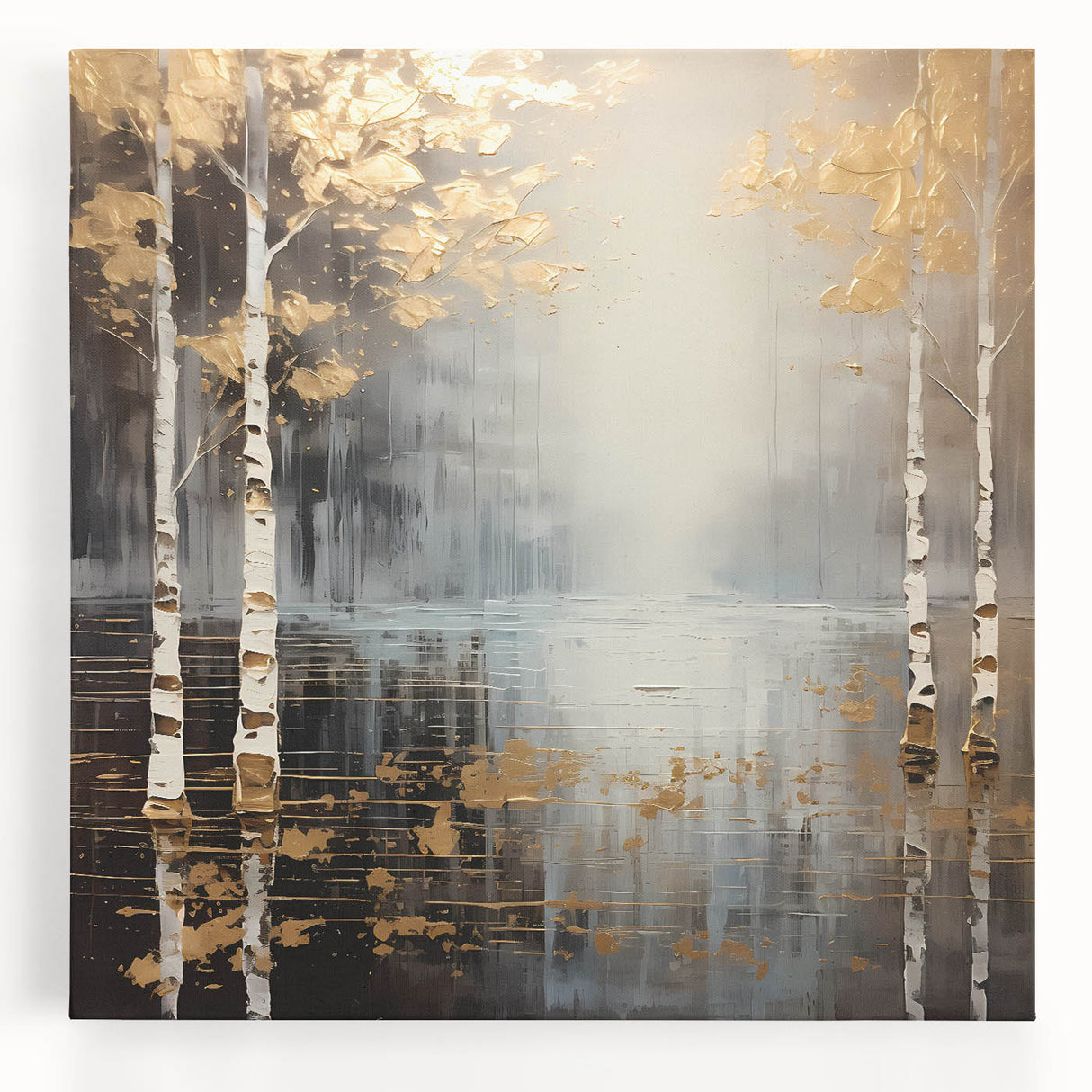 Golden Birch Forest Office Wall Art – Modern Corporate Decor
