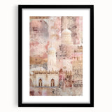 Abstract architecture wall art framed in black, showcasing geometric patterns and a modern design, ideal for contemporary home decor.