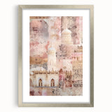 Abstract architecture wall art framed in silver, featuring geometric shapes and a modern design, ideal for contemporary home decor.