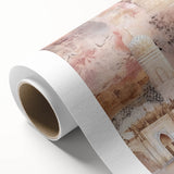 Abstract architectural wall art print on rolled canvas, showcasing geometric shapes in shades of blue and gray, ideal for modern interior decor.