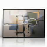 Framed abstract geometric acrylic artwork in black, showcasing sharp angles and modern design elements, perfect for contemporary home decor.