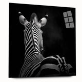 Acrylic glass art piece depicting a vibrant animal design, showcased from a side view without pins, featuring bold colors and intricate details, perfect for home decor.