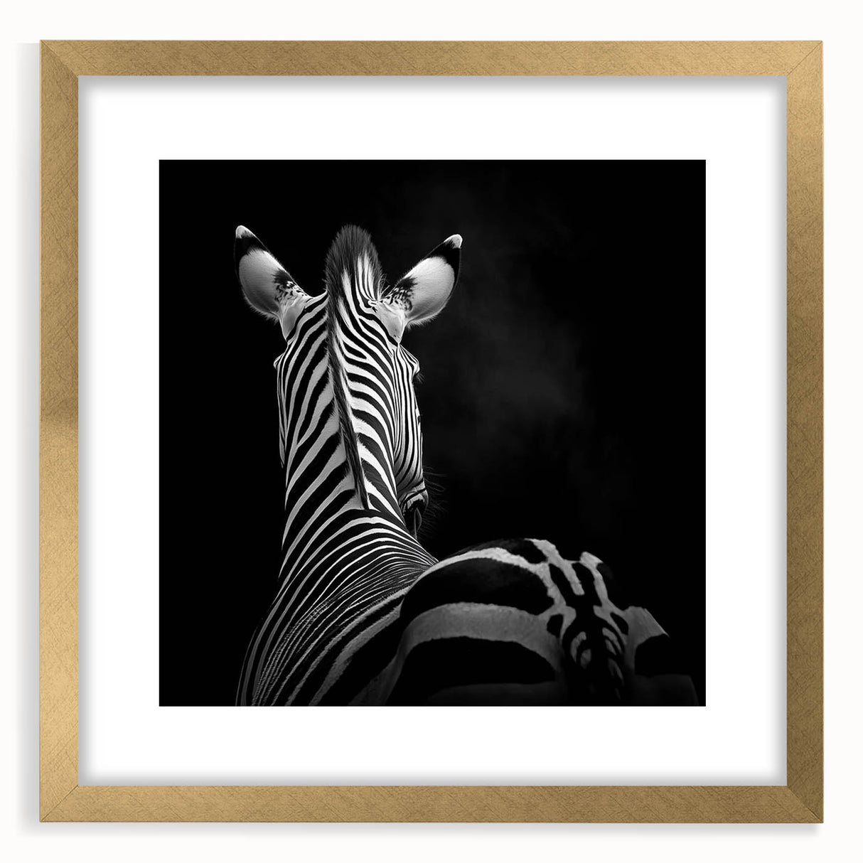 Gold-framed animal artwork with a white mat, showcasing intricate illustrations of various animals, perfect for home decor or gallery display.