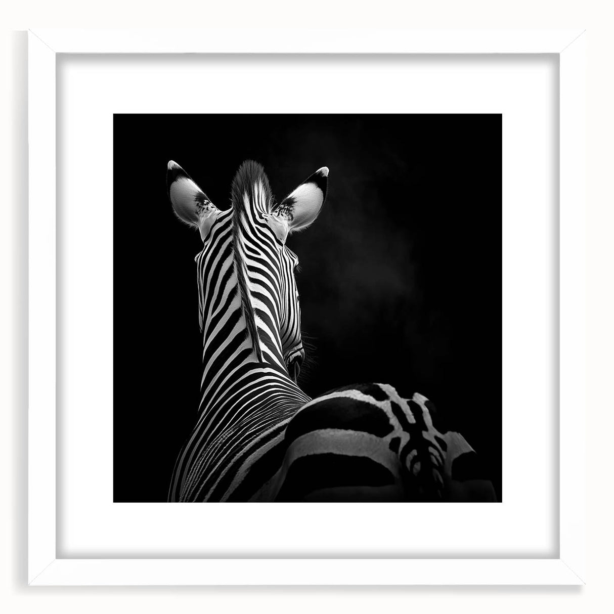 Framed animal art print featuring a white mat, showcasing a detailed illustration of various wild animals against a clean background, perfect for home decor.