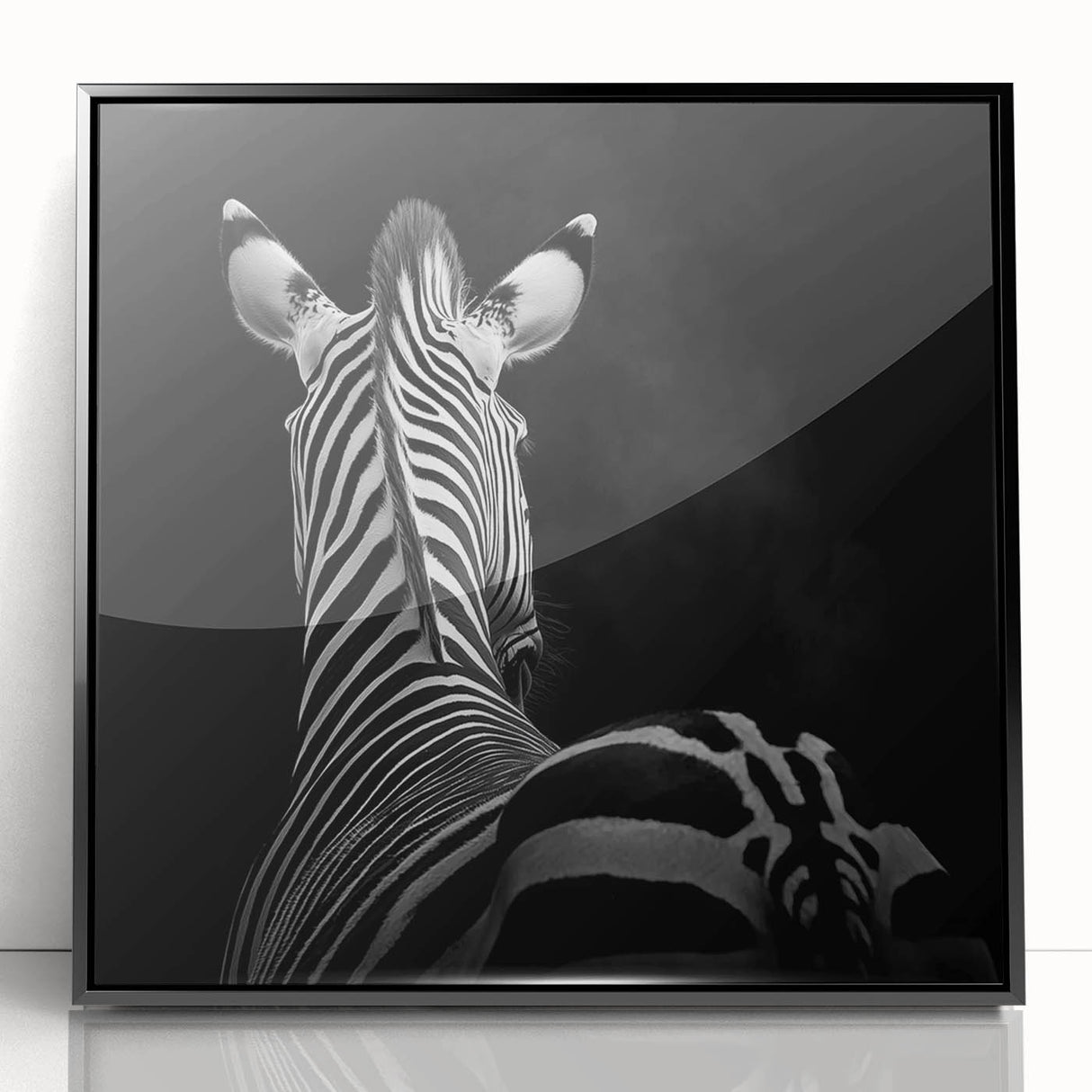 Framed acrylic wall art featuring a vibrant animal design, set against a black background. Perfect for adding a modern touch to home decor or office spaces.