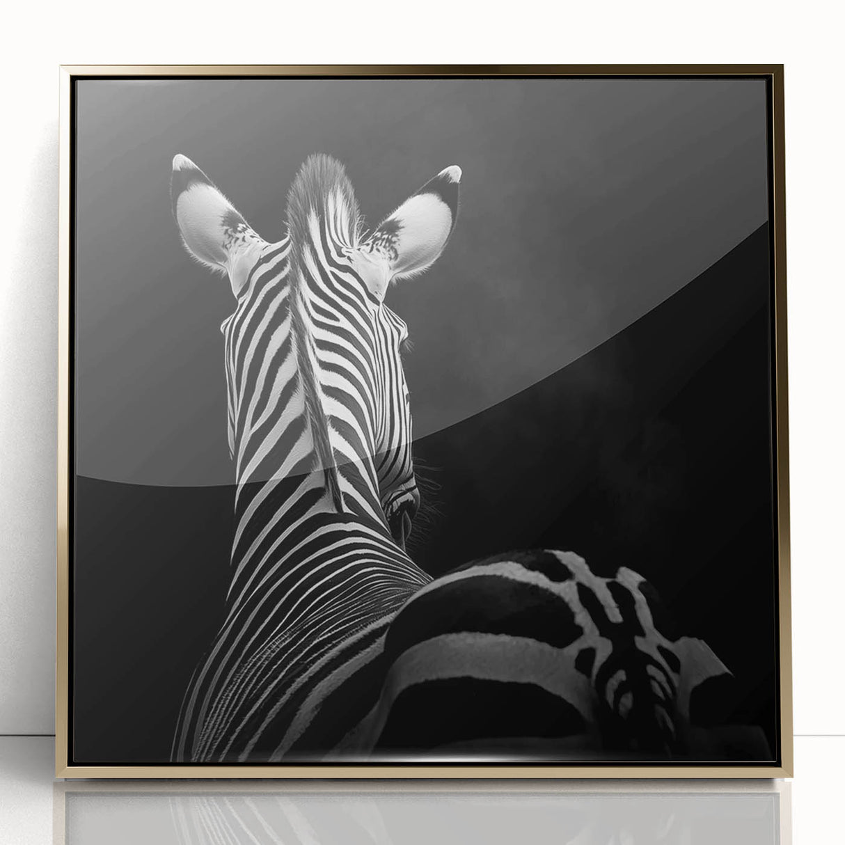 Framed acrylic wall art featuring a vibrant gold design with animal motifs, showcasing intricate details and a modern aesthetic, perfect for home decor.