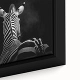 Close-up of a vibrant framed canvas depicting various colorful animals in an artistic style, showcasing intricate details and textures, perfect for home decor.
