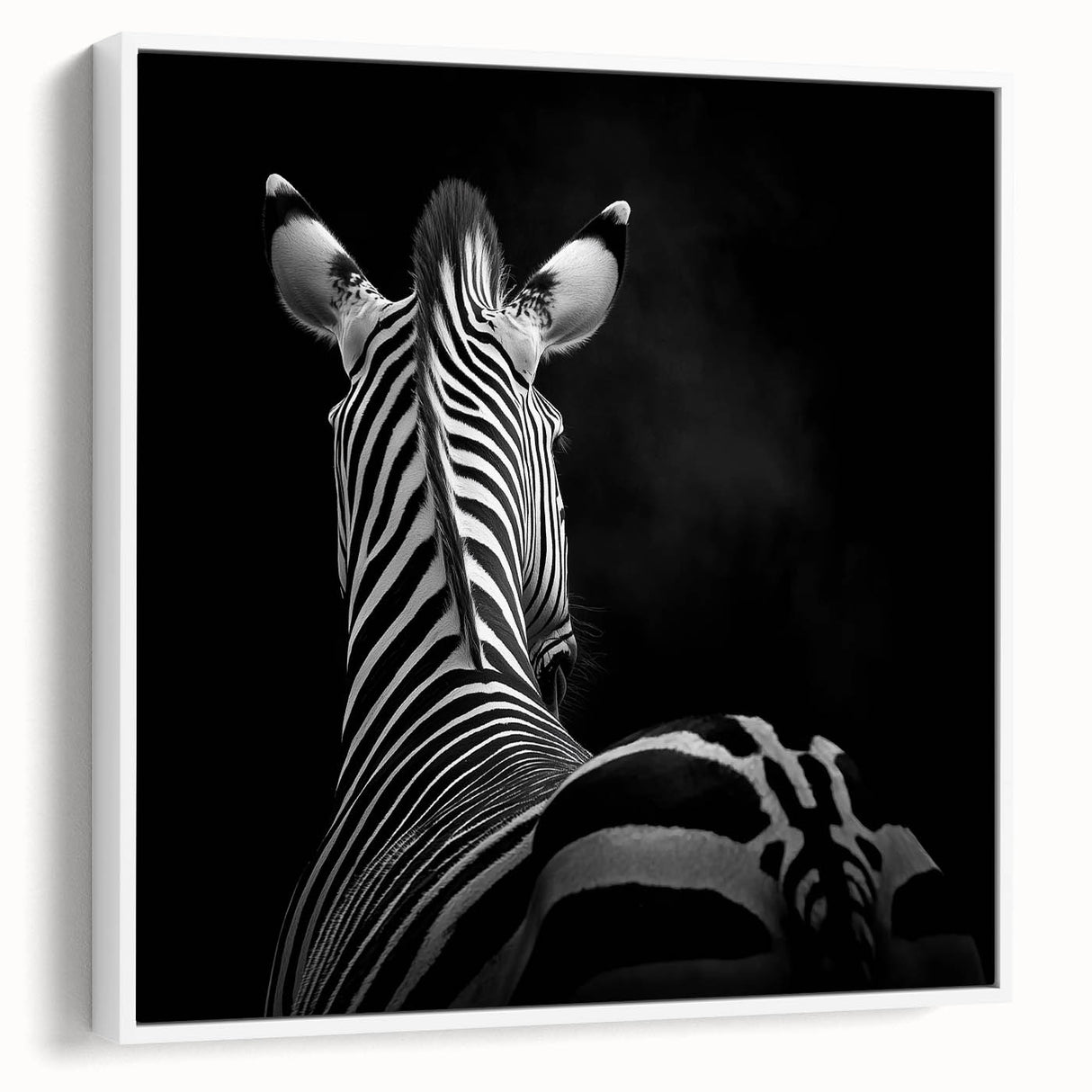 Framed canvas artwork of a stylized animal design, showcasing vibrant colors against a white background, ideal for modern home decor or art enthusiasts.