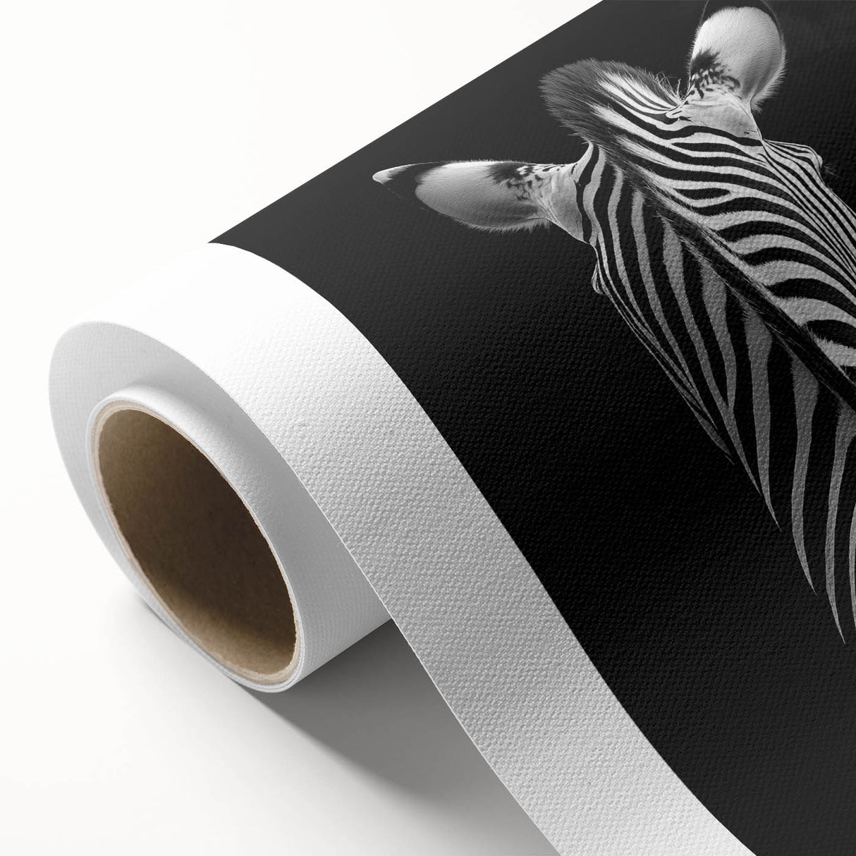 Rolled canvas showcasing vibrant animal illustrations in a modern tribal style, elegantly packaged in a protective cardboard tube, perfect for home decor.