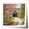 Extra large floral art print featuring a covered bridge, printed on glossy photo paper.
