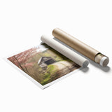 Extra large rolled print of a covered bridge in muted earth tones, suitable for classy bathroom or large living room decor.