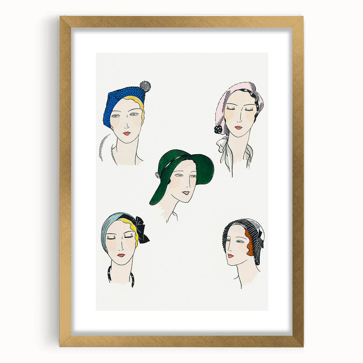 Elegant Art Deco Wall Art - Fashionable Women in Stylish Hats Print