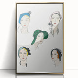 Elegant Art Deco Wall Art - Fashionable Women in Stylish Hats Print