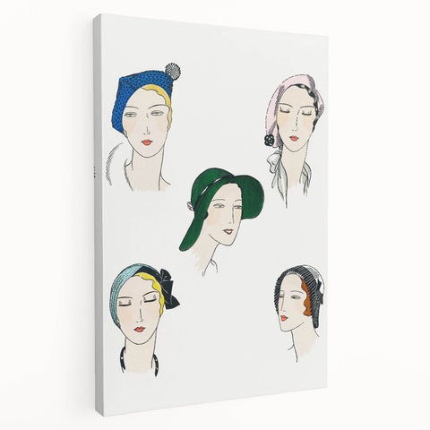 Elegant Art Deco Wall Art - Fashionable Women in Stylish Hats Print