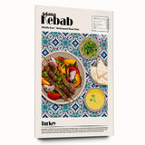 Large abstract wall art featuring an array of food dishes in vibrant colors on acrylic glass.