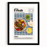 Extra large framed wall art featuring an abstract composition of colorful food dishes, ideal for living room decor.