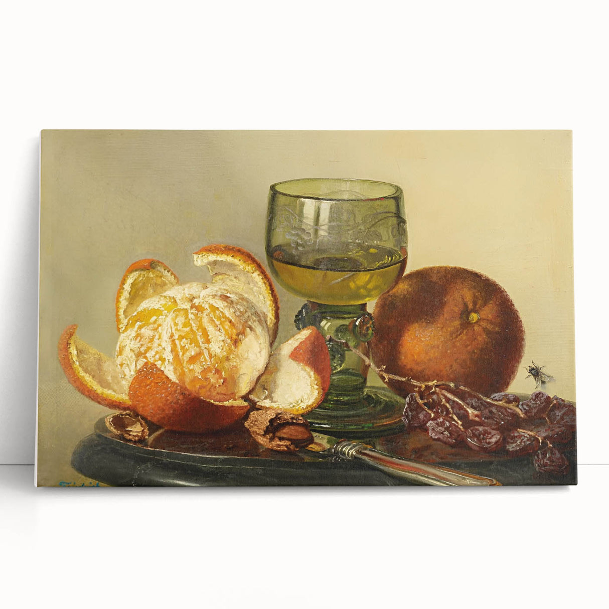 Large black and white stretched canvas featuring assorted kitchen items, ideal for kitchen wall art.