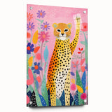 Acrylic Glass Art for Kids – Fun Leopard and Floral Print