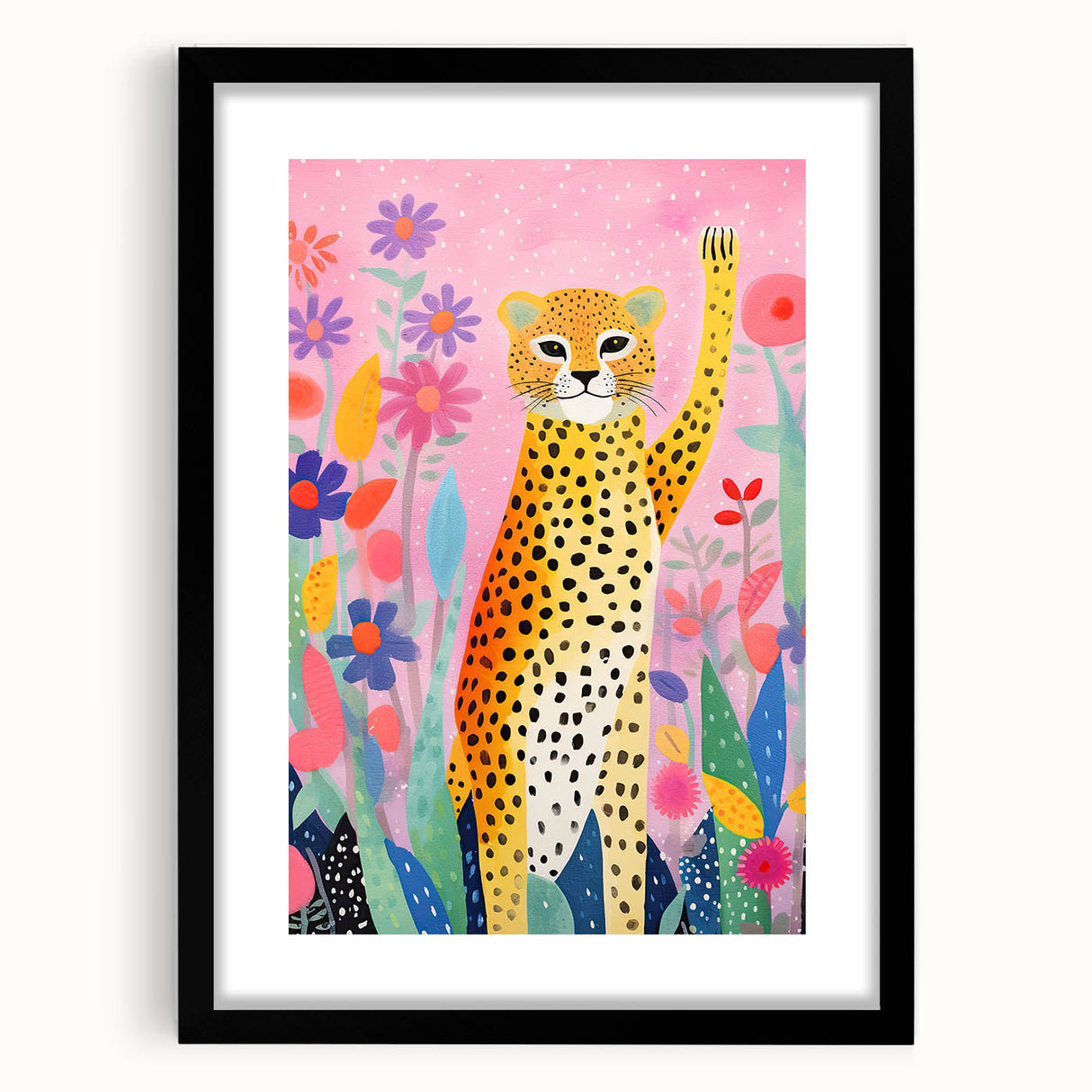 Acrylic Glass Art for Kids – Fun Leopard and Floral Print
