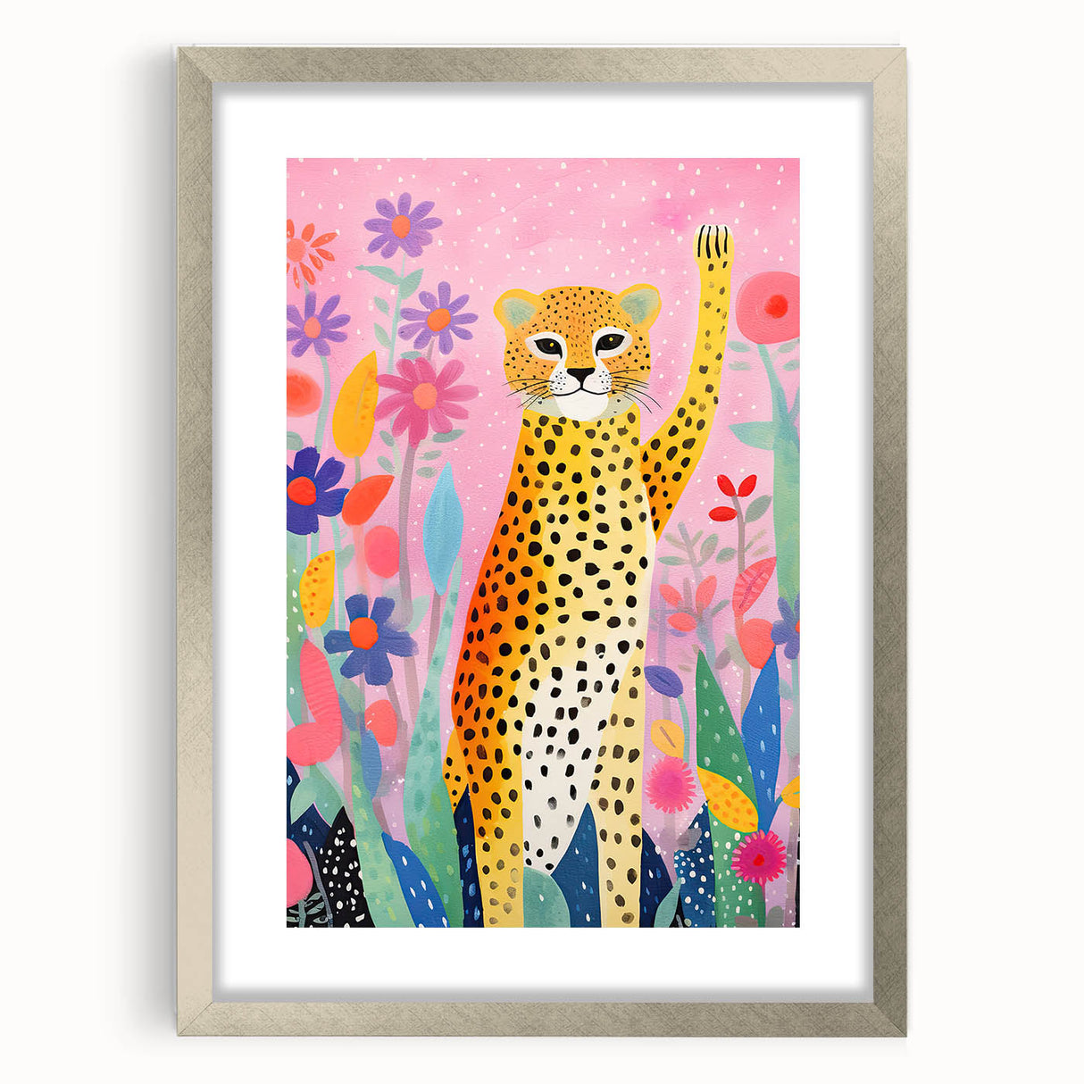 Acrylic Glass Art for Kids – Fun Leopard and Floral Print