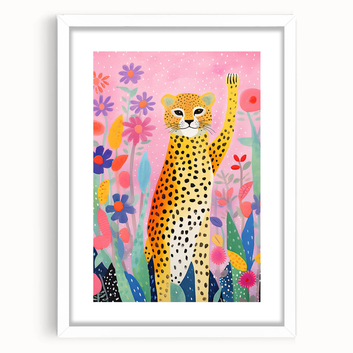 Acrylic Glass Art for Kids – Fun Leopard and Floral Print