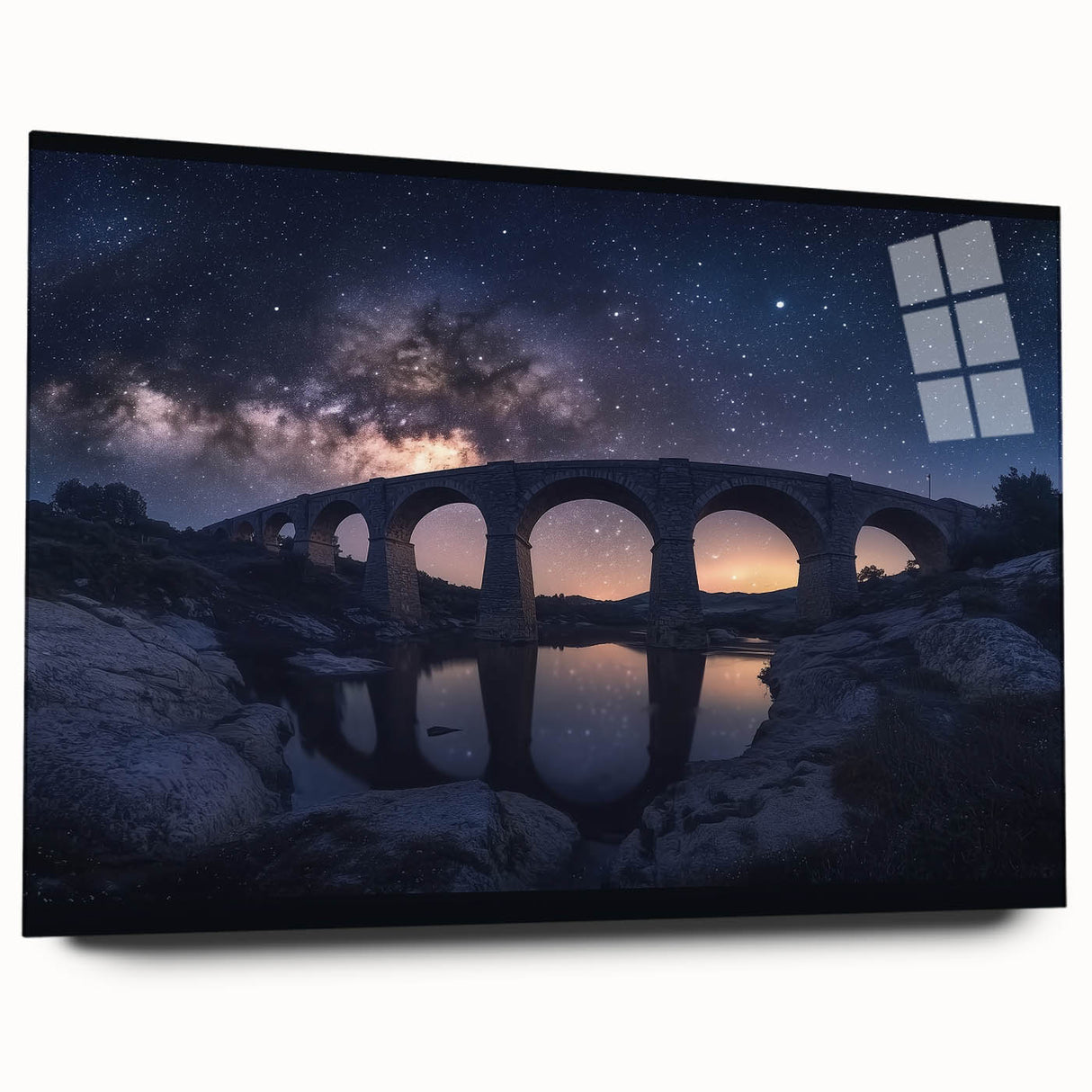Acrylic landscape bridge model showcasing a side view with transparent glass and no pins, highlighting intricate design and modern aesthetic perfect for home decor.