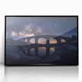 Framed acrylic artwork depicting a modern landscape bridge in black, showcasing intricate details and vibrant colors, ideal for contemporary home decor.