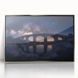 Framed acrylic artwork depicting a serene landscape bridge, showcasing vibrant colors and detailed textures, perfect for enhancing contemporary home decor.