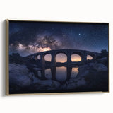 Framed landscape canvas artwork showcasing a stunning golden bridge view, elegantly positioned for display, enhancing modern home decor with its vivid colors and intricate details.