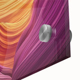 Close-up of a vibrant acrylic landscape artwork depicting canyons, showcasing rich colors and intricate details, designed to enhance modern home decor.