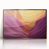 Framed acrylic artwork showcasing a stunning landscape of canyons, highlighted with gold accents, designed to enhance modern home decor and evoke natural beauty.