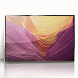 Framed acrylic artwork depicting a stunning landscape of canyons in shades of silver and earthy tones, ideal for enhancing modern home decor.