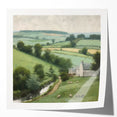 Landscape wall art print showcasing a serene countryside scene with rolling hills and a vibrant sky, presented in a glossy finish for a modern decor aesthetic.