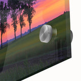 Close-up of a vibrant acrylic landscape artwork depicting serene countryside scenery, showcasing lush green fields and a bright blue sky, ideal for home decor.