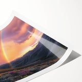 Desert landscape rolled canvas print showcasing vibrant hues of orange and yellow, depicting a serene sunset over arid dunes, elegantly packaged in a protective tube.