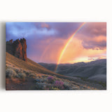 Stretched canvas artwork of a serene desert landscape, showcasing warm hues of orange and brown, perfect for modern home décor or office spaces.