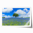 Vibrant landscape print featuring rolling green fields and a serene sky, rolled and securely packaged in a protective tube for easy storage and transport.